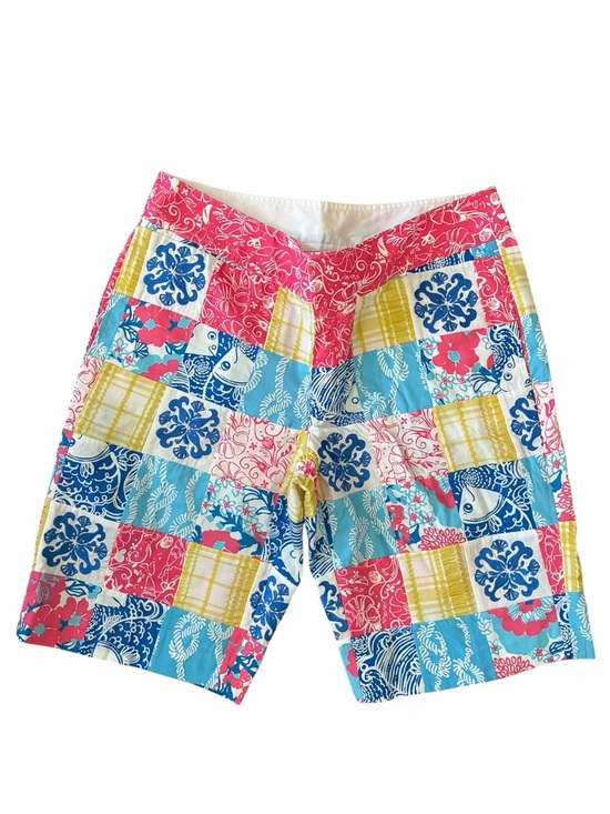 Lilly Pulitzer Pants - Lily Pulitzer Pink, Blue and Yellow Patchwork Seersucker Bermuda Shorts Size 6